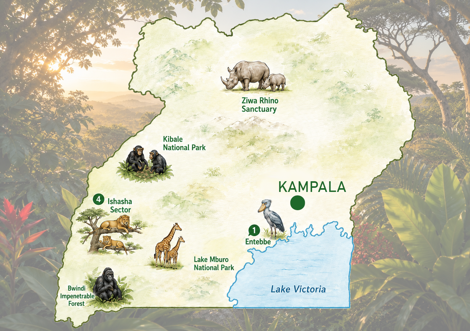 Uganda Safari Tour Map